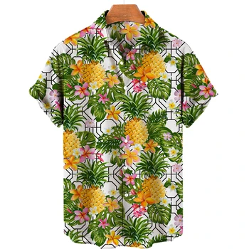 Мужские Негабаритные Гавайские рубашки с цветочным Рисунком, Костюм Для Пляжного отдыха Y2k, Винтажная Мужская Дизайнерская одежда с Тропическим фруктовым узором, Новая Распродажа