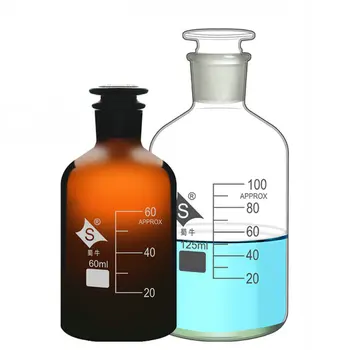 Лаборатория 60/125/250/500/1000 мл Прозрачные/коричневые стеклянные бутылки для образцов со шкалой, Матовый Герметичный флакон с реагентом, стеклянный контейнер