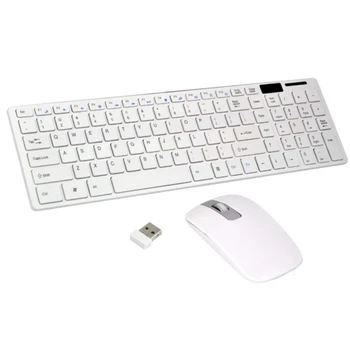 Тонкая белая клавиатура + комплект беспроводной оптической мыши для ПК и ноутбука