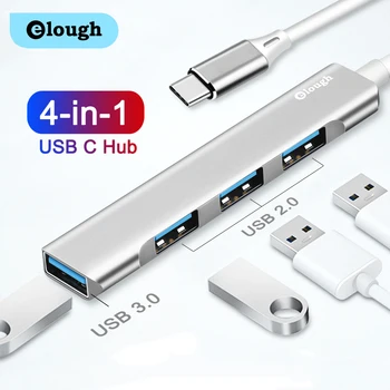Elough USB C Концентратор 4 порта Type C 3,1-USB 3,0 Мультиразветвитель Адаптер OTG для Macbook Pro Air Lenovo Xiaomi Huawei Аксессуары для ПК
