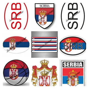 Забавная Автомобильная Наклейка с Флагом Сербии, Наклейка на Бампер, Наклейка для Macbook для Ноутбука с Сербским Значком, Национальный Флаг, Украшение Окна Автомобиля