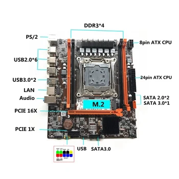 Материнская плата X99H + Комплект кабелей для переключения B85 Чип LGA2011-V3 Слот серверной памяти DDR3X4 ECC M.2 NVME PCI-E 3,0x16 SATA3.0