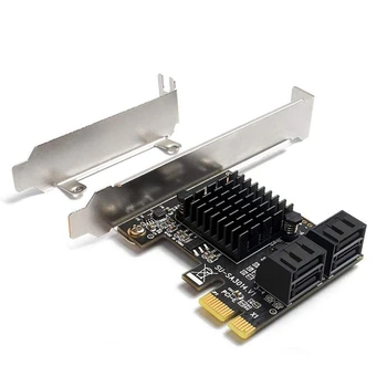 Карта PCIe SATA 4-портовый контроллер SATA Плата расширения с низкопрофильным кронштейном Поддерживает 4 устройства SATA 3.0