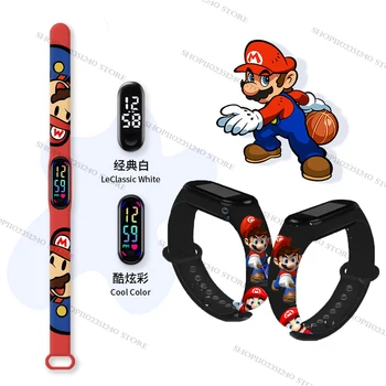 2 стиля детских часов Super Mario с мультяшным рисунком Луиджи Персика, светодиодные красочные часы, Водонепроницаемые спортивные часы, подарки на день рождения для мальчиков и девочек