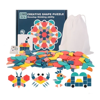 Форма игрушки-головоломки для детей Геометрическая игрушка-головоломка Деревянный Танграм для раннего обучения Пространственному мышлению Игрушка в подарок малышу