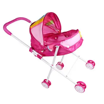 Кукольная коляска для малышей, Складная Кукольная коляска на двух колесах, Детская игровая коляска, Кукольная коляска с регулируемым навесом и комфортом
