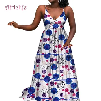 Африканское платье-комбинация, Сексуальное летнее пляжное повседневное платье на бретельках Плюс Женская одежда для свадебной вечеринки WY7601