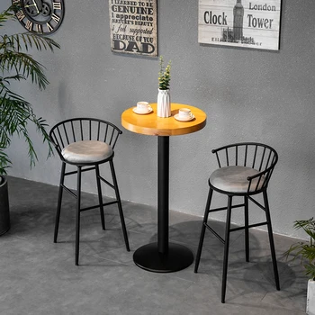 Черные офисные барные стулья для приема гостей, Скандинавский Игровой Дизайн, Барный стул на открытом воздухе, Винтажный кожаный Шезлонг, Мебель для кафе LK50BC