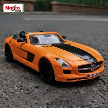 Модель Спортивного автомобиля из сплава Mercedes-Benz SLS AMG 1:24, Литая под давлением Металлическая Игрушечная Модель Автомобиля, Коллекция Симуляторов, Детский подарок B799