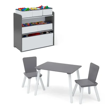Игровой набор для малышей Delta Children из 4 предметов – включает игровой столик со столешницей для сухого стирания и органайзер для игрушек на 6 ящиков многоразового использования