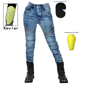 VOLERO, Новые мотоциклетные джинсы с защитой от истирания и осени, женские обновленные силиконовые протекторы, повседневные модные брюки для мотогонщиков