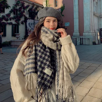 Осенне-зимний Новый женский шарф 2023, новая корейская версия шали для ста студентов, теплый шарф, толстая пара, шаль, обертывания