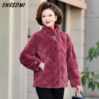Женское пальто из искусственного меха Осень Зима Высококачественные Пушистые Короткие Куртки Женская Теплая одежда SWREDMI