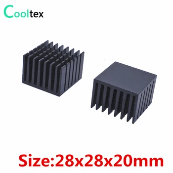 (10 шт./лот) 28x28x20 мм Алюминиевый радиатор охлаждения радиатора для электронного светодиодного чипа оперативной памяти компьютера с рассеиванием тепла