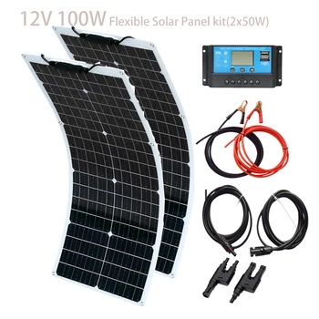 XINPUGUANG Fexibles Солнечная панель 50 Вт 100 Вт 18 В PV (1-2 шт. Солнечная панель) 12 В Комплект солнечных батарей Солнечное зарядное устройство для дома, кемпинга