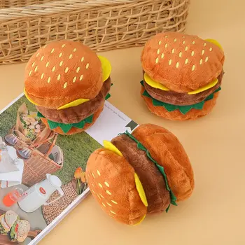 Плюшевые игрушки для собак с Гамбургерами Забавные Интерактивные Пищащие Жующие Кусающиеся Щенки Игрушки Для домашних животных Гамбургер Плюшевый