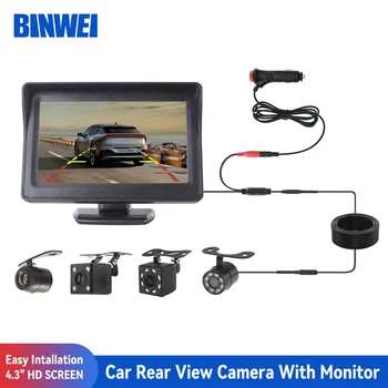 Автомобильная камера заднего вида BINWEI с монитором 4,3-дюймовый TFT ЖК-экран, камера заднего вида для парковки автомобиля, простая установка