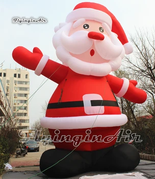 Дружелюбная надувная модель Санта-Клауса высотой 6 м, красный фестивальный воздушный шар Деда Мороза для наружного рождественского украшения