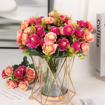 Искусственные цветы, 9 роз, 30 см, шелковый цветок, свадебная композиция, цветы, гостиная, стол, украшение дома