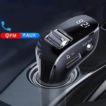 Автомобильный FM-передатчик Bluetooth 5.0, беспроводной комплект громкой связи, USB-зарядное устройство, Авторадио-модулятор, MP3-плеер, Адаптер, светодиодный цифровой дисплей