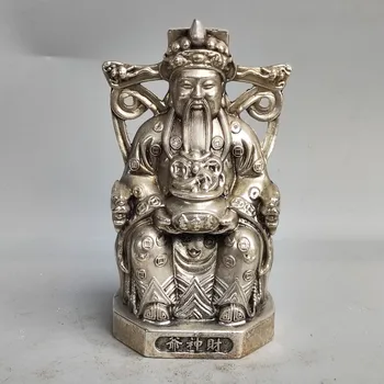 Металлическая статуя Будды, статуя Китайского Бога богатства, Счастливый орнамент Фэн-Шуй, Украшение для дома из белой меди, Фигурная скульптура