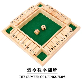 Традиционная цифровая четырехсторонняя забавная настольная игра-головоломка Shut The Wood Box Board Set Deluxe Number Развивающие игрушки для детей