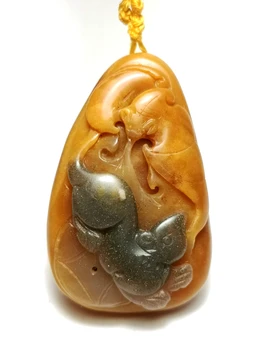 YIZHU CULTUER ART 100% Натуральное китайское нефритовое ожерелье ручной работы, подвеска, мышь, монета, летучая мышь, замечательный подарок