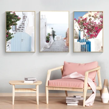 Картина на холсте, Санторини Ия, 4 Подарка, Плакат, Украшение дома, Картины, Висящие В Современной гостиной, Комиксы, картинки