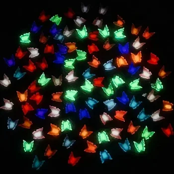 50 шт., 3D Красочная светящаяся Бабочка, шарм, Стразы для дизайна ногтей, Блестящие пайетки, светящиеся в темноте, Градиентные Аксессуары для Дизайна ногтей