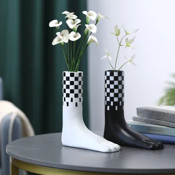 Новый продукт ваза для левой ноги из смолы, украшения ручной работы в скандинавском стиле, легкие роскошные украшения для гостиной, украшения для дома