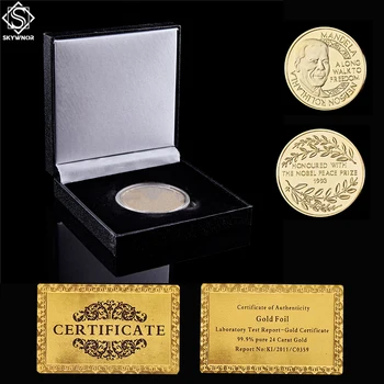 Африканская золотая монета Нельсон Мандела, Отец нации, Президент Южной Африки, Коллекционная монета с роскошной коробкой для монет