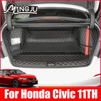 Для Honda Civic 11th 2022 Автомобильный коврик для багажника Задний вкладыш Багажника Грузовой Кожаный Коврик Для Пола Протектор Лотка Аксессуары Коврики Для переоборудования