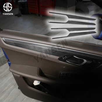 Наклейка из настоящего углеродного волокна для Porsche Macan 2014-2020, Наклейка для отделки внутренней дверной панели Автомобиля, Аксессуары для украшения интерьера