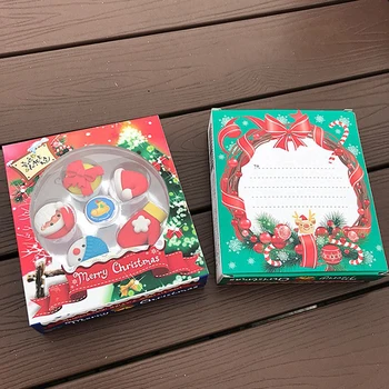 Рождественский Резиновый набор из Сассафраса Призы для учащихся детского сада На День Рождения Набор Школьных принадлежностей Подарочная коробка