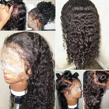 Парик фронта шнурка человеческих волос 13x4 для женщин, предварительно выщипанные бразильские волосы Девственницы, Влажные вьющиеся парики с волосами младенца