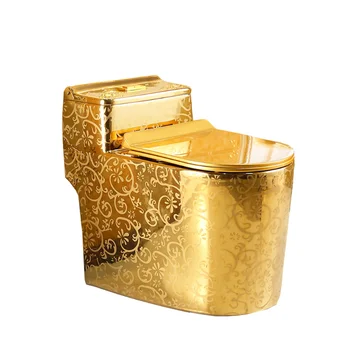 Горячая распродажа, гальванический туалет для ванной комнаты, цельный керамический туалет с золотым узором