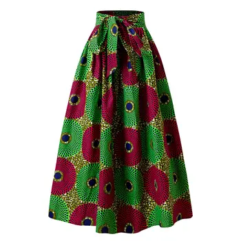 Юбки в африканском стиле Для женщин, Длинная юбка Макси, Новинка 2023 года, Весенне-осенняя женская Элегантная зеленая юбка с принтом Анкары для вечеринок