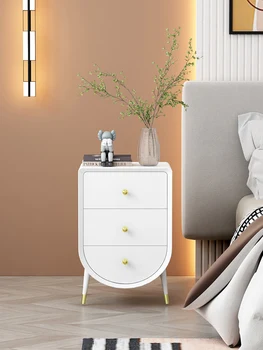 Прикроватный столик в скандинавском стиле, креативный простой маленький шкаф, прикроватный светильник для спальни, роскошное боковое хранилище с тремя выдвижными ящиками