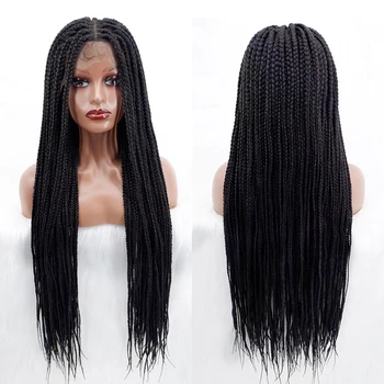 Akono 36-дюймовые плетеные парики для чернокожих женщин 13x6 ' Парик с кружевной оплеткой спереди из натуральных африканских плетеных волос для женщин