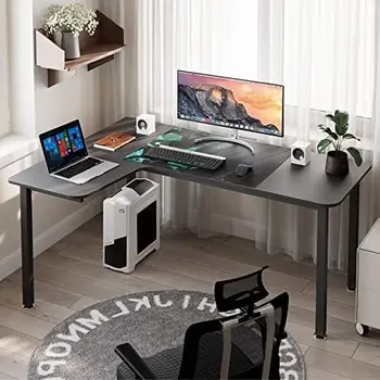 Игровой стол в форме фигурки, 61-дюймовый угловой компьютерный стол, Современный офисный письменный стол для учебы, Домашний игровой стол с ковриком для мыши и кабельной прокладкой