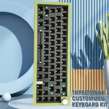 Новый комплект прокладок механической клавиатуры GMK67 с возможностью горячей замены Беспроводная связь Bluetooth 2.4G с подсветкой 3 режима Настраиваемая клавиатура Красный Зеленый