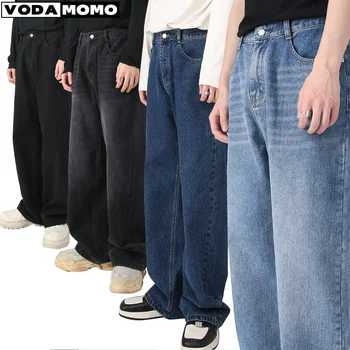 Многоцветный 2023 Four Seasons, новейший корейский стиль, Свободные повседневные джинсы с эластичной резинкой на талии и прямыми штанинами для мужчин, брюки Pantalon Homme