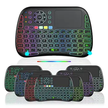 Умная Беспроводная Мини-клавиатура Bluetooth 2.4 g, Двухрежимная Сенсорная панель, Красочная клавиатура с подсветкой