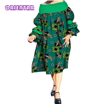 Модные Африканские платья для женщин, Африканское восковое платье с вырезом лодочкой, платье Анкара, Большой Размер, свободное платье Bazin Riche, WY3661