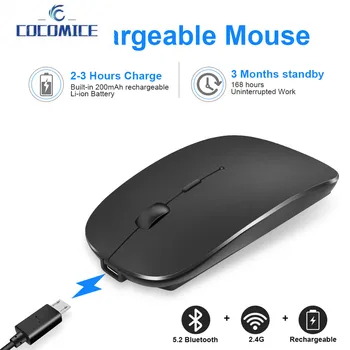ультратонкая Беспроводная мышь, Компьютерная мышь Bluetooth, Бесшумная Перезаряжаемая Эргономичная usb-мышь для ПК, ноутбука, игровая мышь raton inalambrico