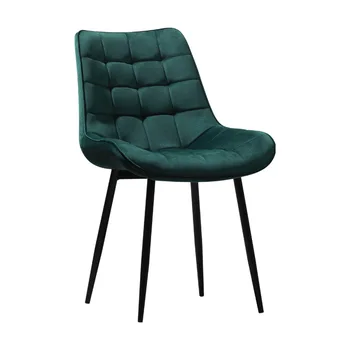 Квадратный стул для чили из 1 предмета с черными металлическими ножками, зеленое велюровое сиденье Современного дизайна 46x55x89 см