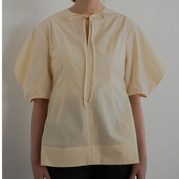 22 Летние Новые Японские Однотонные короткие Рубашки Нишевого дизайна Модный Темпераментный Тонкий Универсальный Женский топ Blusas Mujer