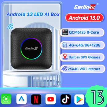2023 CarlinKit Android 13 Автомобильный ТВ-Бокс Android Auto CarPlay Беспроводной Адаптер QCM6125 8-Ядерный IPTV Netfilx Play Video CarPlay Ai Box