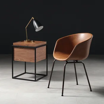 Скандинавский Роскошный Обеденный стул в индустриальном стиле, современный минималистичный стул со спинкой, домашний Кожаный обеденный стул для кафе, балкон