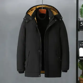 Съемная шапка, зимнее пальто, ветрозащитное хлопчатобумажное пальто, уютная мужская зимняя куртка со съемным капюшоном, мягкий карман для охлаждения за дополнительную плату
